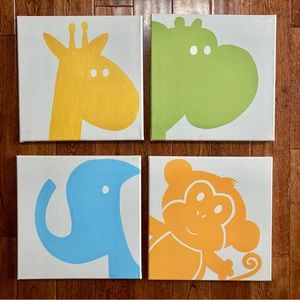 (4) Animal Canvas Paintings